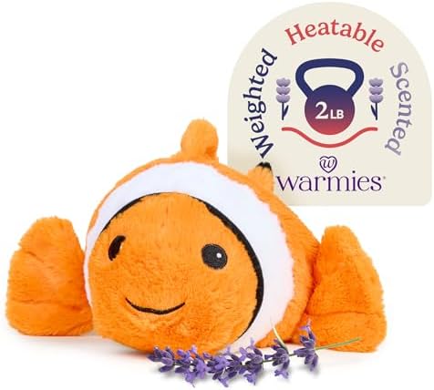 warmies Microwavable & Weighted Stuffed Animals, Clown Fish - Heated Stuffed Animal Plushie for Warmth & Comfort - Cute Soft Plush Toys for Adults & Children (Boys, Girls, Babies & Toddlers)