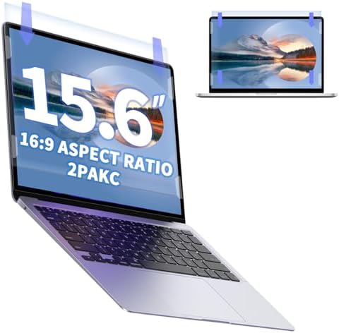 2-Pack 15.6 Inch Anti Blue Light Laptop Screen Protector, Eye Protection Computer Screen Cover for 15.6 Inch Laptop with 16:9 Aspect Ratio, Reduce Eye Strain and Touch Sensitive