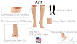 Compression Socks for Women and Men 20-30 mmHg - Extra Wide Calf Medical Compression Stockings Open Toe for Swelling, Lymphedema, Travel - Beige, 6X-Large - AB211