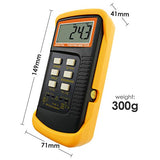 Digital 2 Channels K-Type Thermometer w/ 4 Thermocouples (Wired & Stainless Steel), -50~1300°C (-58~2372°F) Handheld Desktop High Temperature Kelvin Scale Dual Measurement Meter Sensor