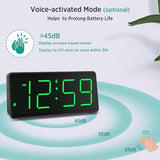 Peakeep Battery Operated Digital Clock, Alarm Clock for Bedrooms - Cordless Large Big Numbers 4 Dimmers for Seniors, Adjustable Volume Loud Alarm Clock for Heavy Sleepers Adults (Green Digits)