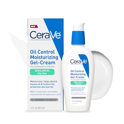 CeraVe Oil Control Moisturizing Gel-Cream, Face Moisturizer for Oily Skin, Niacinamide, Hyaluronic Acid & Oil Absorbing Technology To Rebalance Oily Skin, Non-Comedogenic, Fragrance Free & Oil-Free