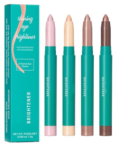 4Pcs Eyeshadow Stick, Eye shadow Brightener Stick Glitter Highlighter Makeup Eye Liner, Shimmer Creamy Long Lasting Eye Makeup. (4 colors)