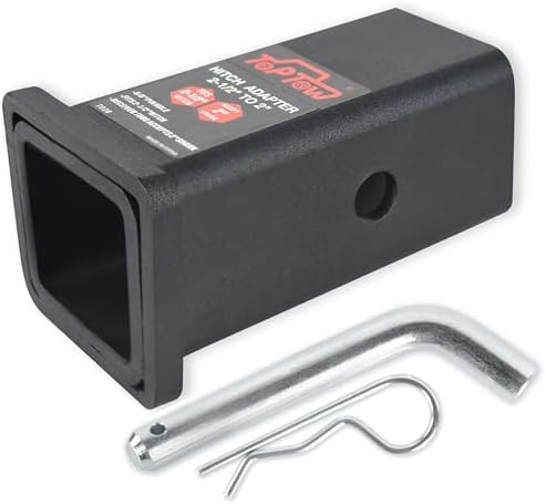 TOPTOW 64028HP Trailer Hitch Adapter 2-1/2" to 2" Hitch Reducer Sleeve Carbon Steel, 5/8 inch Pin & Clip Included