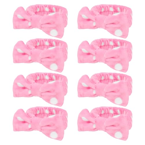 Semato Bachelorette Party Favor Set Bride Spa Headband Bride Headband and Bridesmaid Headband Skincare Headbands for Women Cute Bow Head Bands Party Supplies (pink dot)