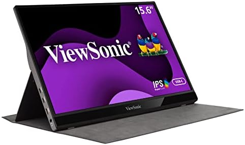 ViewSonic VG1655 15.6 Inch 1080p Portable Monitor with 2 Way Powered 60W USB C, IPS, Eye Care, Dual Speakers, Built-in Stand with Magnetic Cover