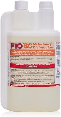 F10 SC Concentrated Veterinary Disinfectant & Cleaner for Kennels, Litter Box, Cage, Terrariums, Habitats, Vet Practices - 1 Liter (1.06qt)