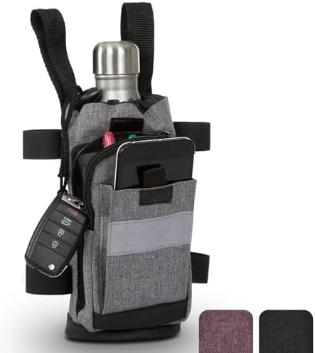 Vive Crutch Accessories Bag - Pouch for Crutches - Accessory Storage Carry Kit for Women, Men, Adults, Kids - Cup and Bottle Pocket Holder with Ergonomic Design (Gray)
