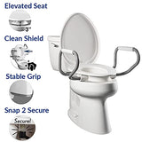 Bemis Assurance 3" Raised Toilet Seat with Handles, Clean Shield Guard, Secure Hinges, Elongated, White