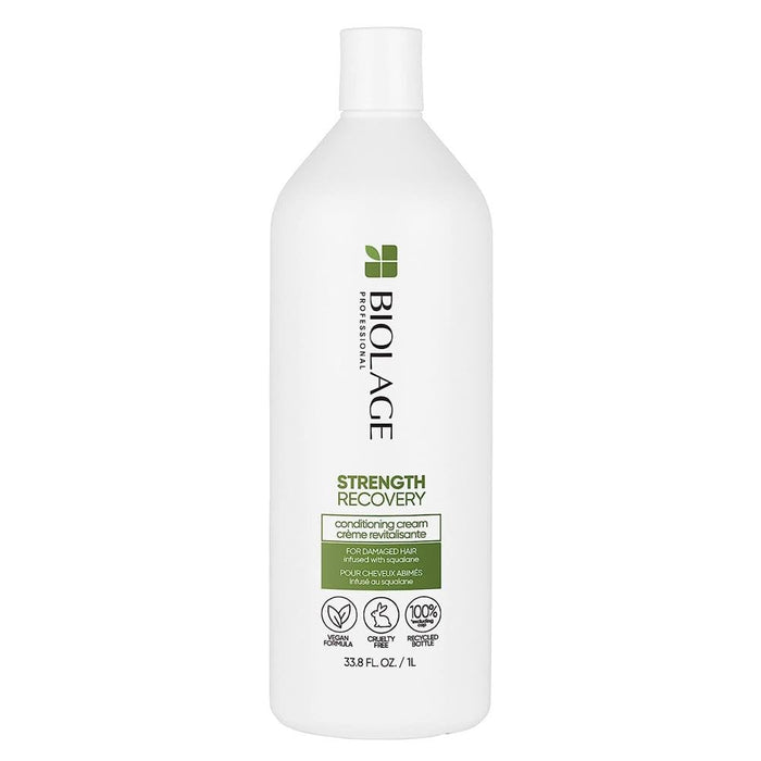 Biolage Strength Recovery Conditioning Cream | Strengthening Conditioner | Moisturizes, Adds Softness & Repairs Damage | For Damaged & Sensitized Hair | Vegan | Cruelty-Free | 33.8 Fl. Oz, pack of 1