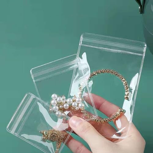 Small Plastic Bags, 100 Pcs Mini Baggies, Clear Plastic Jewelry Zip Bags, Thick Self Sealing OPP Bags, Clear Zip lock Bags, Resealable Poly Bags for Pill, Beads, Screws, Packaging (2.8x3.9"）