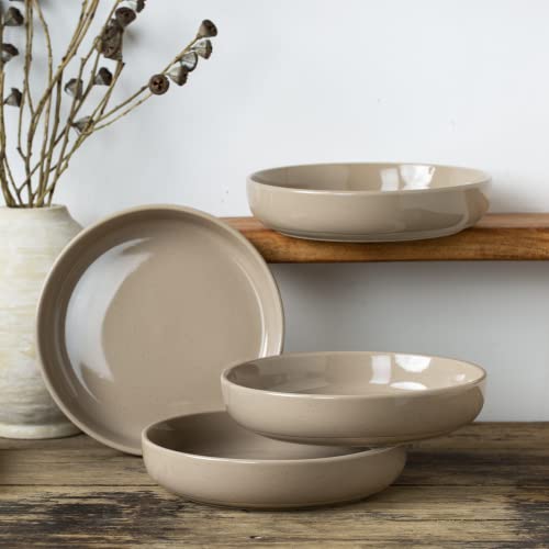 famiware Milkyway 33 oz Bowl Set, Pasta Bowls Set of 4, Salad Bowls Perfect for Your Friend for Housewarming, Thanksgiving, Christmas, Cinnamon Brown