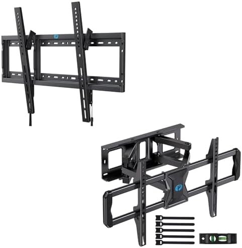 Pipishell UL Listed Tilt TV Wall Mount Bracket Low Profile for Most 37-75 Inch TVs & Full-Motion TV Wall Mount for Most 37–75 Inch TVs up to 100 lbs