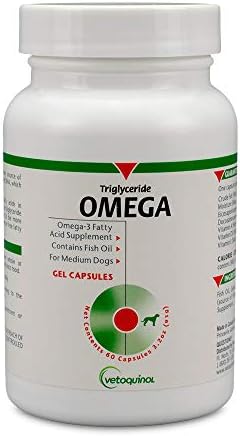 Vetoquinol Triglyceride Omega Dog Supplement Capsules, Medium-Breed: 30-60 lbs, 60ct