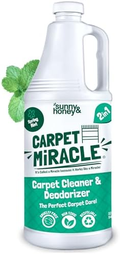 Sunny & Honey Carpet Miracle - Carpet Cleaner Shampoo - Deep Stain Remover & Odor-Deodorizing Formula - 32 fl oz Machine Solution for Rug, Car & Upholstery - Rug Cleaner - Pet Stain Remover
