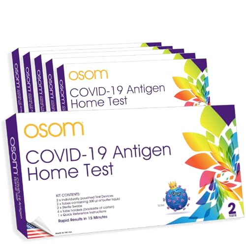 OSOM Covid Home Test - Made in USA - 12 Rapid Covid Tests for Home - Results in 15 Minutes - at Home COVID Test Kit - FDA EUA Authorized COVID-19 Test Kit (12 Tests)