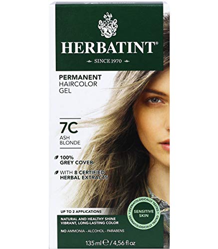 Herbatint Permanent Haircolor Gel, 7C Ash Blonde, Alcohol Free, Vegan,