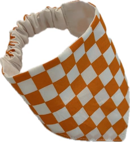 Scrunchie Dog Bandana, Orange & White Checkerboard, Volunteers, Football, Tennessee (X-Small)
