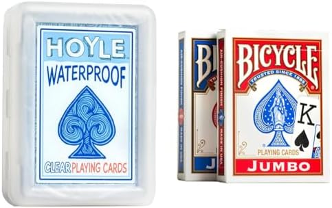 Hoyle Waterproof Playing Cards, Clear, 1 Deck & Bicycle Playing Cards, Jumbo Index, 2 Pack