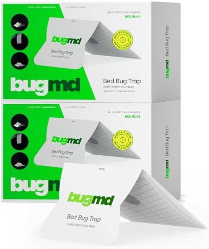 BugMD Bed Bug Trap (2 Pack, 24 Traps) - Bed Bug Prevention, Glue Traps, Insect Trap Indoor, Bed Bug Sticky Traps