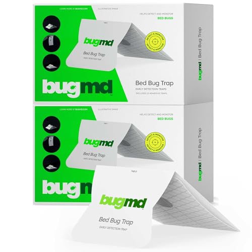 BugMD Bed Bug Trap (2 Pack, 14 Traps) - Bed Bug Prevention, Glue Traps, Insect Trap Indoor, Bed Bug Sticky Traps