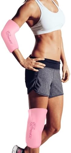 TheraICE Rx Elbow & Knee Ice Pack for Injuries Compression Sleeve, Reusable Gel Cold Pack for Knee, Elbow, Ankle, Calf - Flexible Cold Wrap Recovery for Meniscus, ACL, MCL, Pain Relief (S)