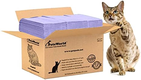 PETSWORLD Fresh Scented Cat Pads Refills for Tidy Cats Breeze Litter System 200 Pads for Cat Litter Box, 16.9x11.4 Inch