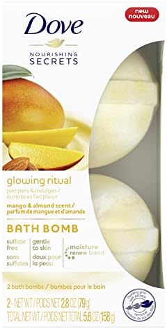 Dove Nourishing Secrets Bath Bombs Scented to Pamper & Indulge Mango & Almond Bath Bomb Set Leaves Skin Feeling Soft & Smooth 2.8 Oz 2 Count