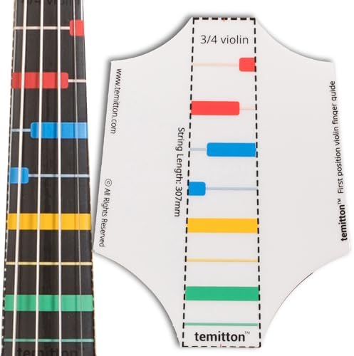 Non-Adhesive Violin Finger Guide for Adult/Kids Beginner, Static Cling Sheet, Fingerboard Stickers, Notes practice tape (Type A_Basic, 3/4 size)