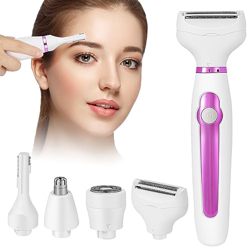 Electric Razor for Women, 4 in 1 Women Electric Shaver, Painless Wet and Dry, Rechargeable Pubic Hair Trimmer for Women Body, Underarm, Face, Eyebrow