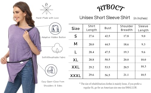 HIBOCT Post Shoulder Surgery Shirts for Women After Rotator Cuff Clothes Post op Mastectomy Surgery Shirt for Elderly Gifts Violet