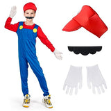 Sea Suntime Little Boys Costume Halloween Costume Cosplay Plumber Jeans Jumpsuit Hat Moustache Gloves