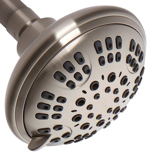 Luxury Spa Series , 6 Spray Setting, 4.5 Inch Adjustable High Pressure Shower Head Fixture for Hard Water, 360-Degree Tilt Massage Shower System - Brushed Nickel