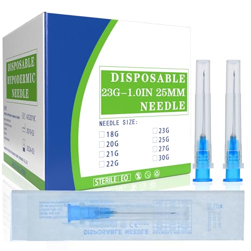 100 Pack 23G 1 Inch Lab Needls, Disposable Luer Lock Sterile Supplies