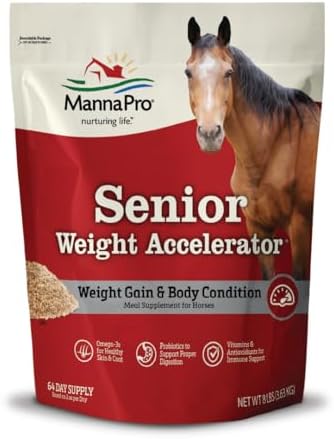 Manna Pro Weight Accelerator for Senior Horses | Made with Omega 3 Fatty Acids from Flaxseed | 8 Pounds