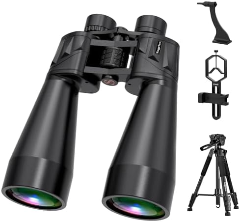 18X70 High Power Binoculars for Adults-Outdoor and Astronomy Binocular,Large Aperture for Long Distance Viewing with Smartphone Adapter Mount and Binocular Tripod Adapter, Tripod