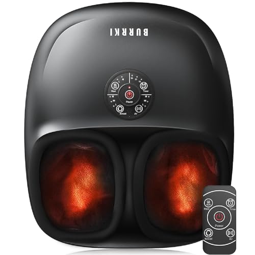 Foot Massager Machine with Heat, Gifts for Women Men, Electric Shiatsu Foot Massager with Deep Kneading, Remote and Compression for Plantar Fasciitis and Neuropathy Pain, Fits Feet Up to Men Size 12