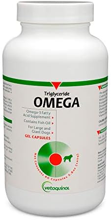 Vetoquinol Triglyceride Omega 3 Supplement for Large Dogs, Dog Fish Oil Supplement with EPA and DHA, Promotes Skin, Coat, Joint, and Immune Health, Omega 3 Fish Oil for Dogs 60lbs or More, 60ct