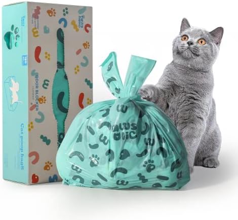 Cat Poop Bags Cat Litter Bags with Handle, 180 Counts, Cornstarch Based Extra-Thick&Leak Proof Pet Waste Pick Up Bag (Lavender Scented)
