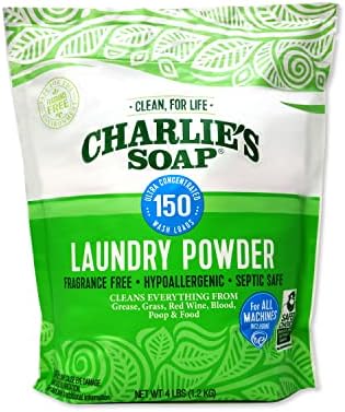 Charlie’s Soap Laundry Powder New (150 Loads, 1 Pack) Fragrance Free Hypoallergenic Plant Based Deep Cleaning Laundry Powder – Biodegradable Eco Friendly Sustainable Laundry Detergent