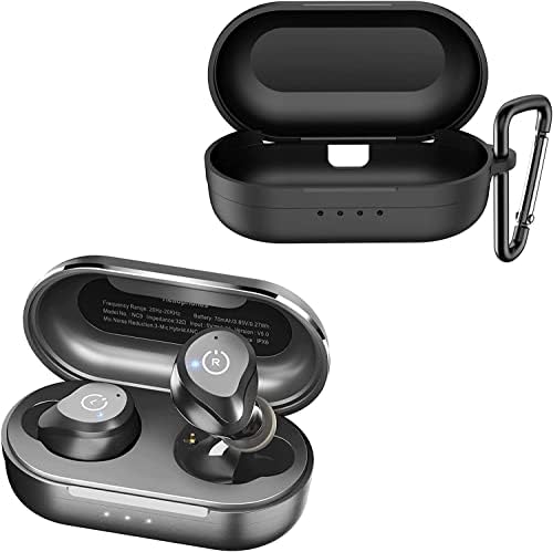 TOZO NC9 Hybrid Active Noise Cancelling Wireless Earbuds Black NC9 Protective Silicone Case Black