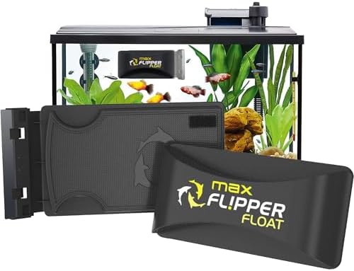 FL!PPER Flipper Cleaner Float - 2-in-1 Floating Magnetic Aquarium Glass Cleaner - Fish Tank Cleaner - Scrubber & Scraper Aquarium Cleaning Tools – Floating Fish Tank Cleaner, Max