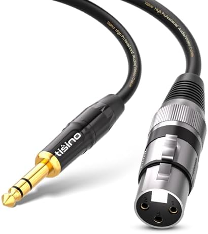tisino Female XLR to 1/4'' TRS Microphone Cable, 6.35mm Stereo Jack to 3-pin XLR Female Balanced Interconnect Microphone Cable - 3.3FT