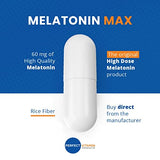 PERFECT VITAMINS Extra Strength Melatonin MAX - High Dosage Melatonin Ensures Amply Supply Of This Important Hormone - 100% Drug-Free, Vegan, Non-GMO, Gluten-Free 60mg (60 Capsules)