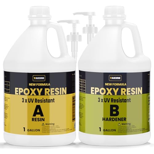 2 Gallon 3×UV Resistant Resin Epoxy Kit,No Bubble & Crystal Clear Epoxy Resin for Coating, Casting, Table Top,DIY, Bar Top, River Tables, Resin Art, Wood with Two Pumps