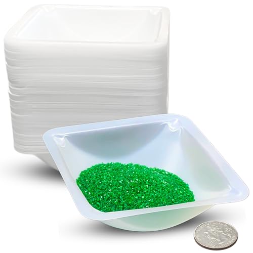 Weigh Boats Medium (100ml, 125 Pack) Disposable Plastic Trays for Scale, Anti-Static Square Tray Weighing Dishes, Polystyrene Lab Dish for Powder Weight, Mixing Epoxy, Food Sample Container, Pour Boat