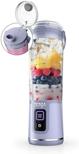 Ninja Blast Portable Blender, Cordless, 18oz. Vessel, Personal Blender For-Shakes and Smoothies, BPA Free, Leakproof-Lid and Sip Spout, USB-C Rechargeable, Dishwasher Safe Parts, Lavender, BC151ML
