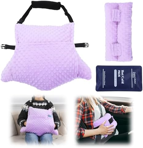 BALAPET 2 Pcs Shredded Memory Foam Hysterectomy Pillow Set for Abdominal Surgery Recovery, Comfy Hysterectomy Seat Belt Pillow with Pocket for Ice/Hot Packs, Hysterectomy Recovery Must Haves(Purple)