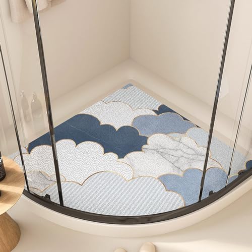 Anti Slip Corner Shower Mat with Drainage Holes, PVC Loofah Shower Anti Slip Mat, Bathmat Quick Dry and Easy to Clean, Shower Floor Mat Non Slip,E,54x54cm(21x21inch)
