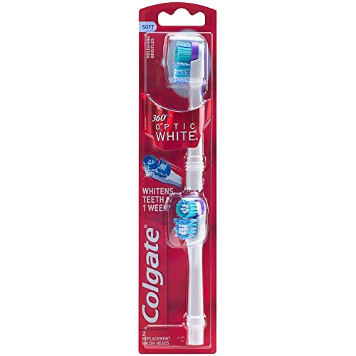 Colgate 360 Degree Optic White Replacement Brush Heads, Soft, 2 Heads (Pack of 2)